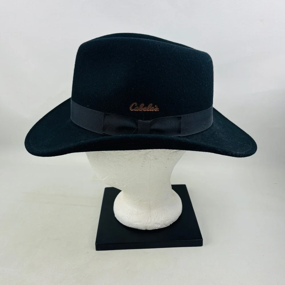 Cabela's Original Lite Felt Hat Mens L Black Wool Packable Water Repellent USA